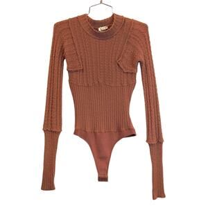 Free People Intimately NWT Keep Me Warm Cable Stitch Bodysuit Size Medium